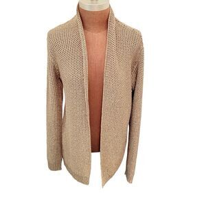 Caroll Paris Flyaway Open Sweater Cardigan Size 40 Medium 8 US Taupe Beige